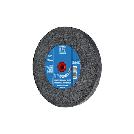 Pferd 61769 10in x 1in Vitrified Bench Wheel 1-1/4in A.H., Aluminum Oxide, 36 Grit 61769-PFERD